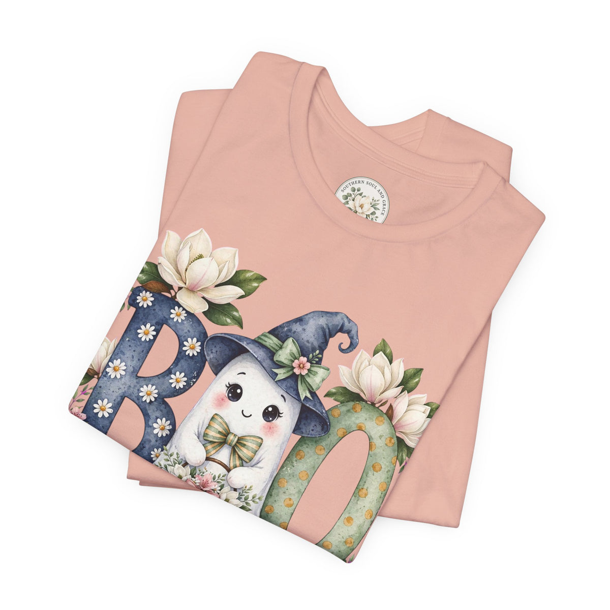 Boo Floral Ghost Tee — Cute Halloween Ghost & Pumpkin Shirt