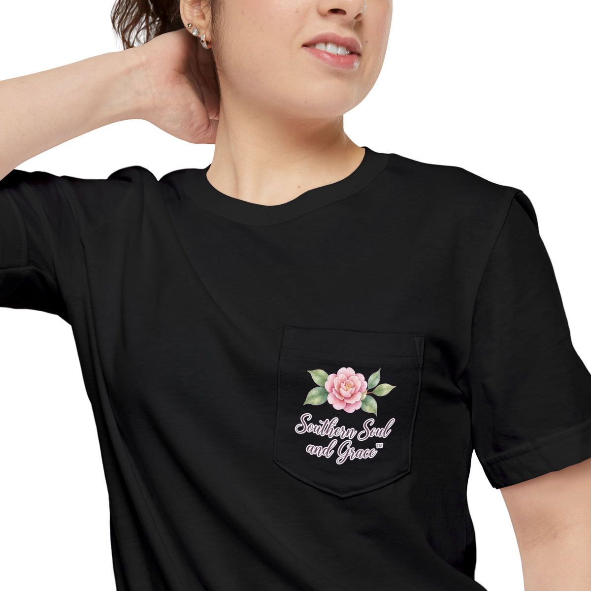 Faith Love Fall Pocket T-Shirt — Floral Pumpkin Autumn Tee