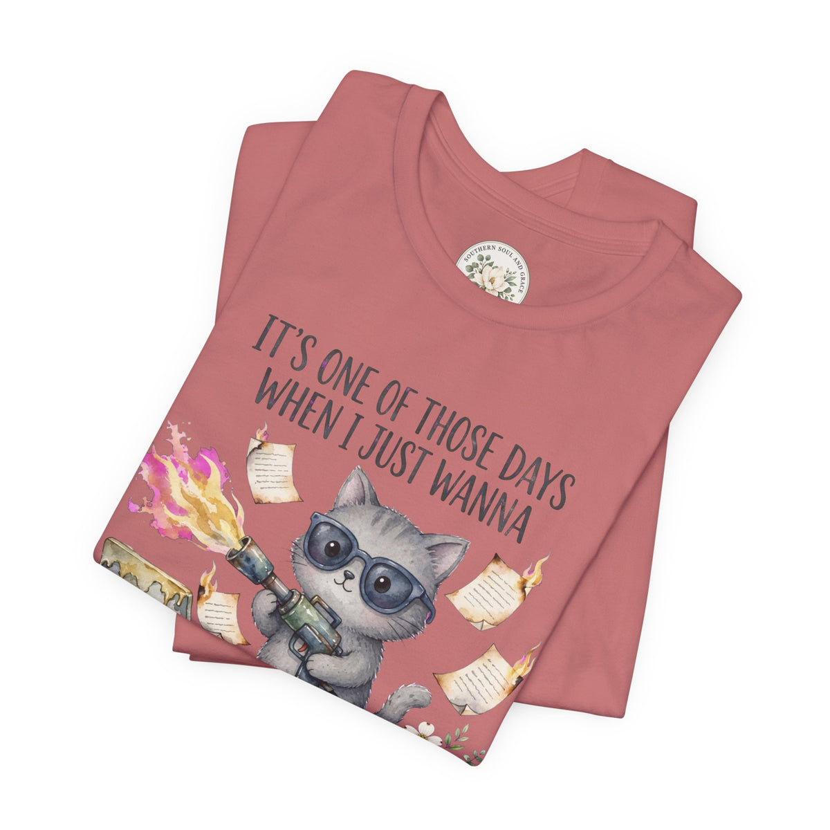 Cat With Coffee T-Shirt — "It’s One Of Those Days When I Just Wanna" Cute Cat Graphic Tee
