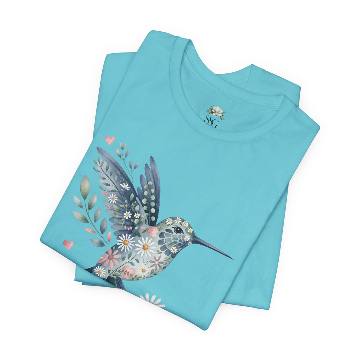 Floral Hummingbird Tee — Watercolor Bird Graphic T-Shirt