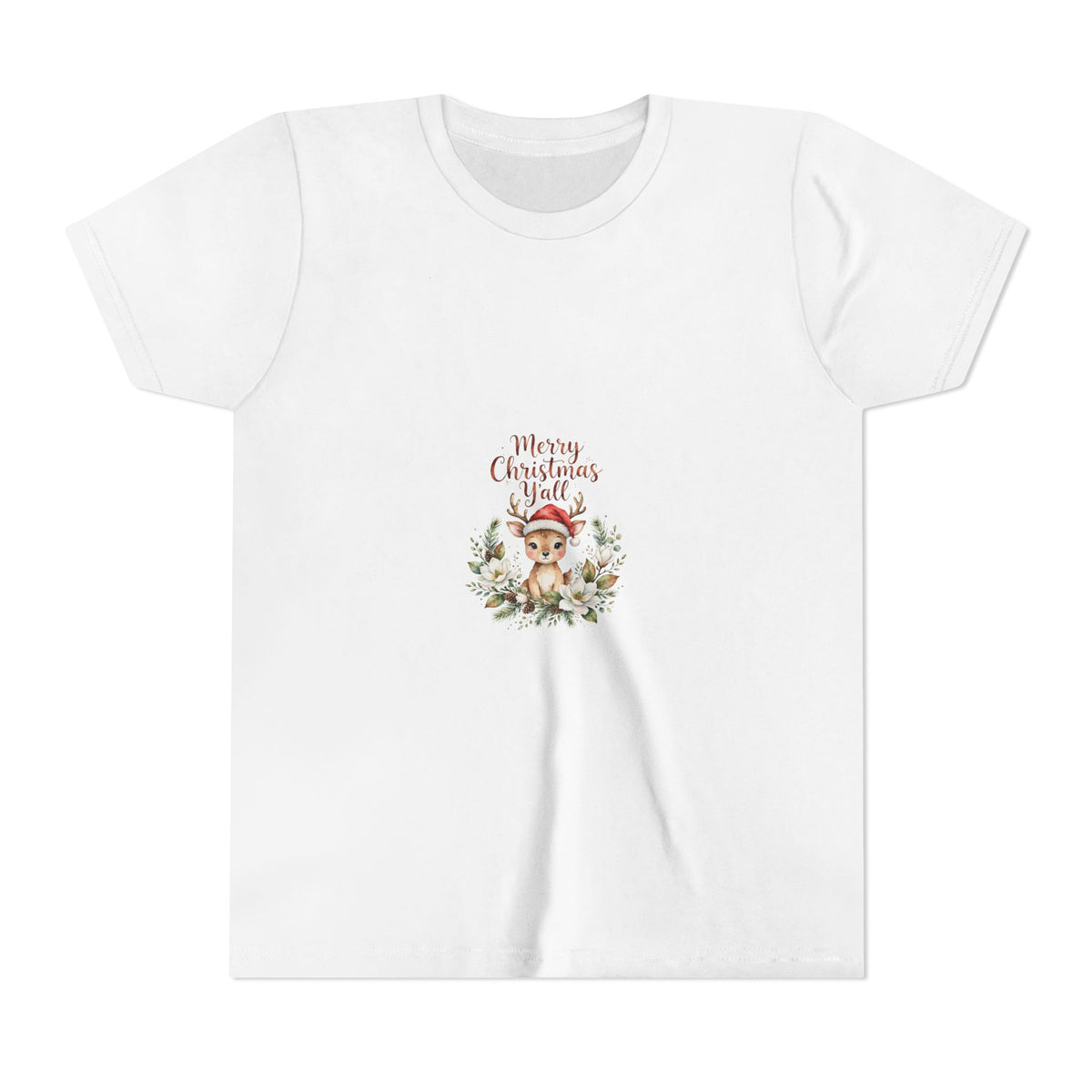 Merry Christmas Y'all Kids T-Shirt — Reindeer Santa Hat Tee