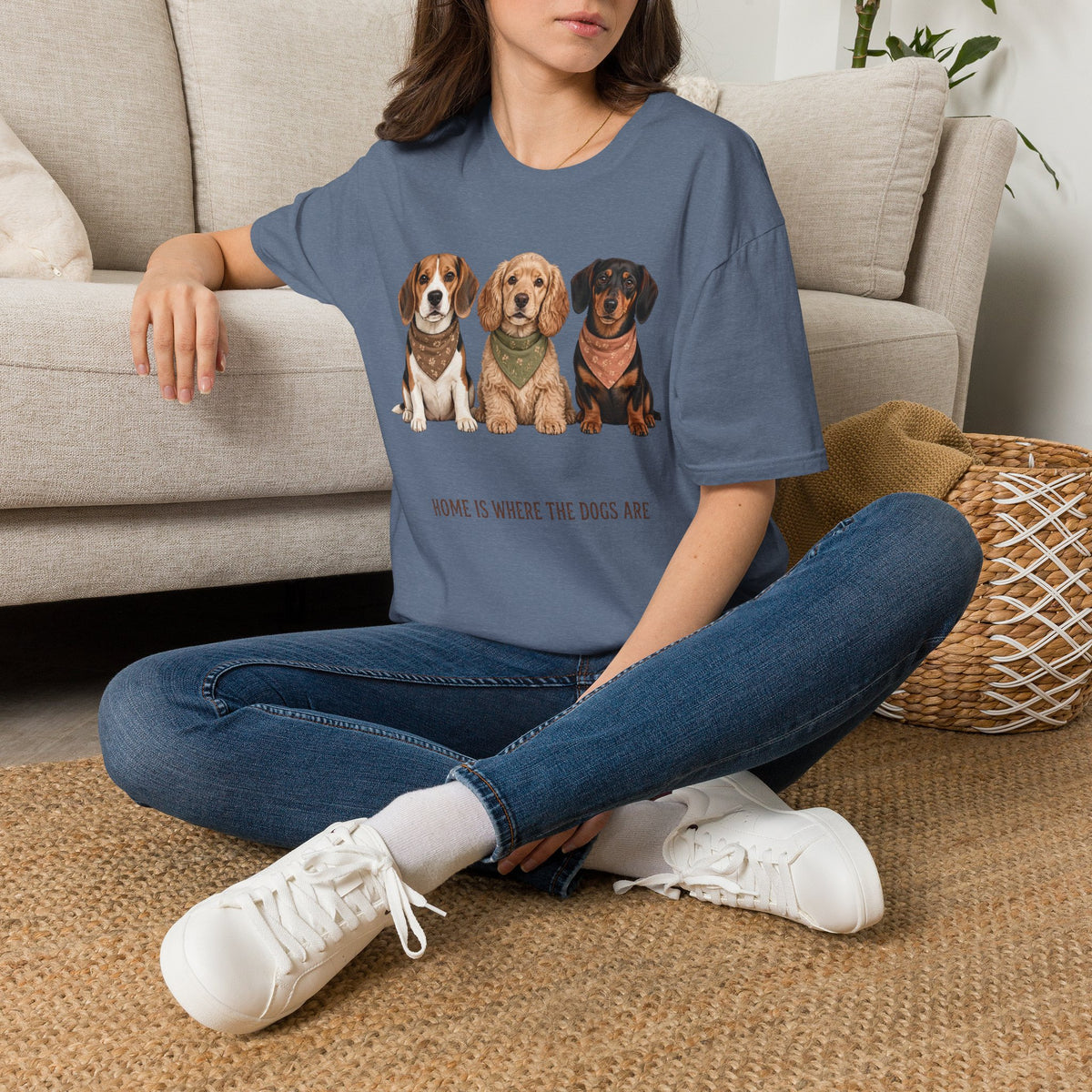 Three Cute Dogs T-Shirt | Beagle Cocker Dachshund Illustration