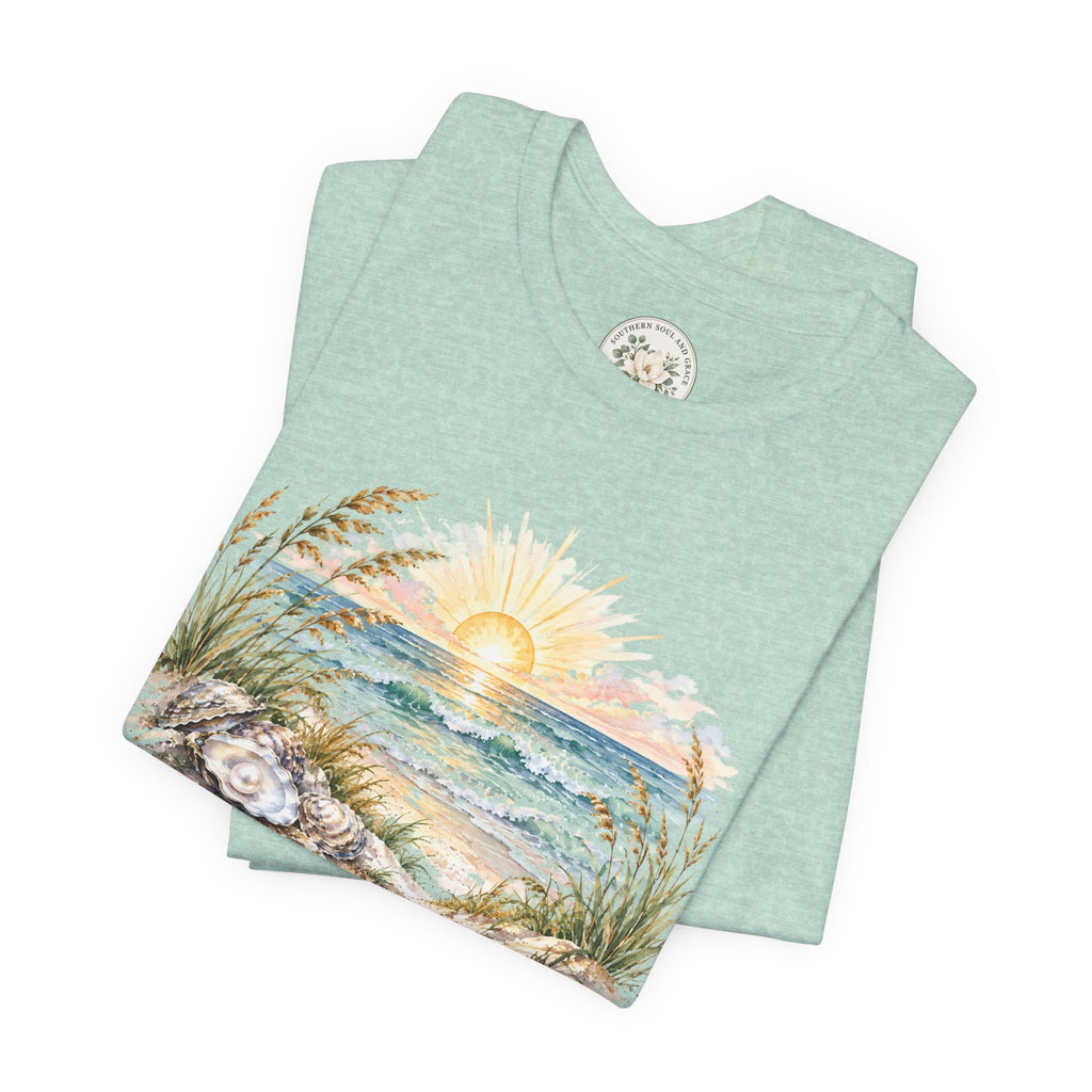 Sunrise Beach Tee — Coastal Ocean Sunset Graphic T-Shirt