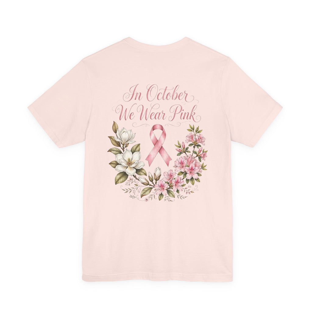 Breast Cancer Awareness Floral Tee — "In October We Wear Pink" T-Shirt - view 11