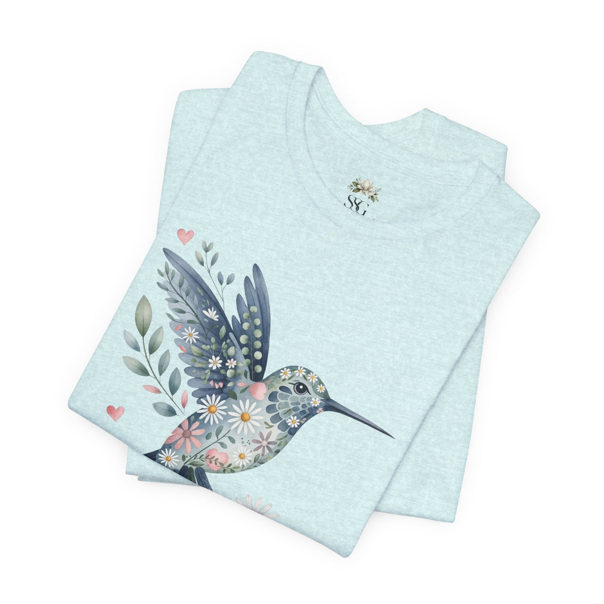 Floral Hummingbird Tee — Watercolor Bird Graphic T-Shirt