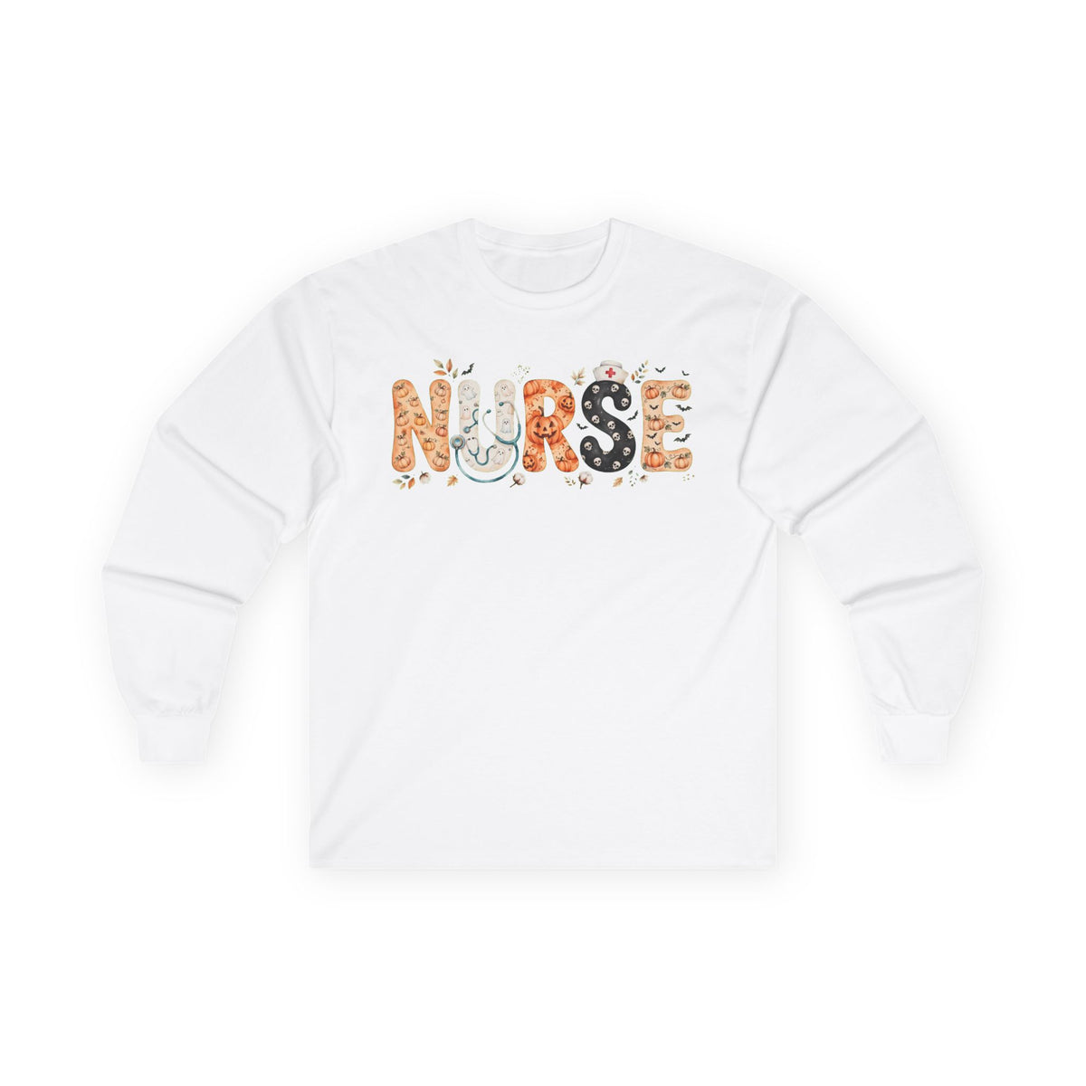 Nurse Floral Print Long Sleeve Tee - Cute Floral 'NURSE' Shirt for Healthcare Gifts