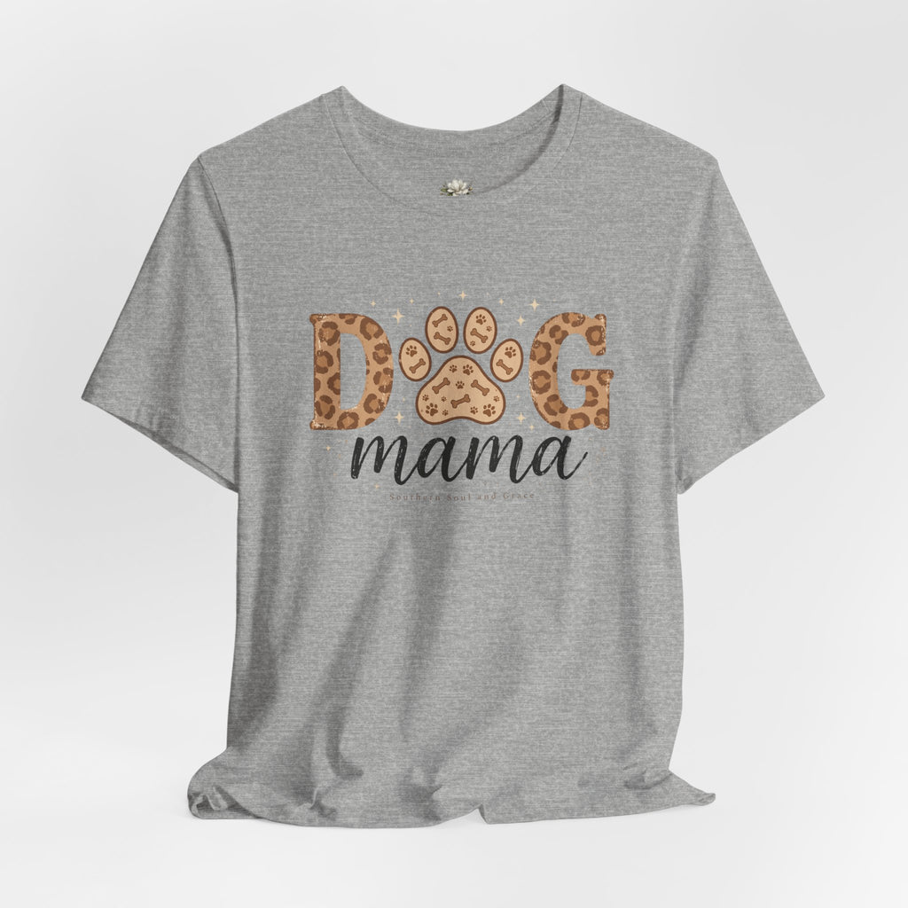 Dog Mama T‑Shirt — Leopard Paw Graphic Tee for Dog Lovers