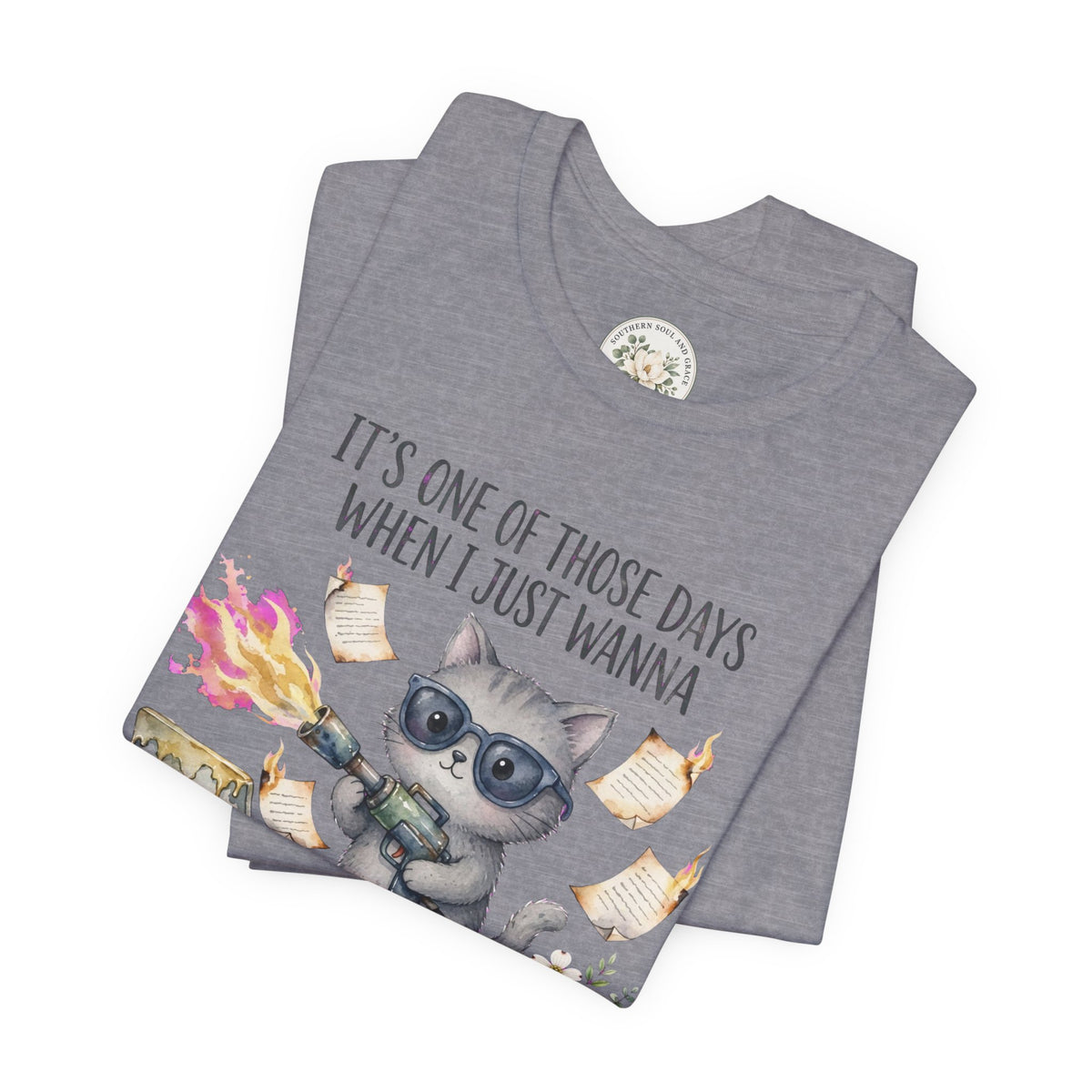 Cat With Coffee T-Shirt — "It’s One Of Those Days When I Just Wanna" Cute Cat Graphic Tee