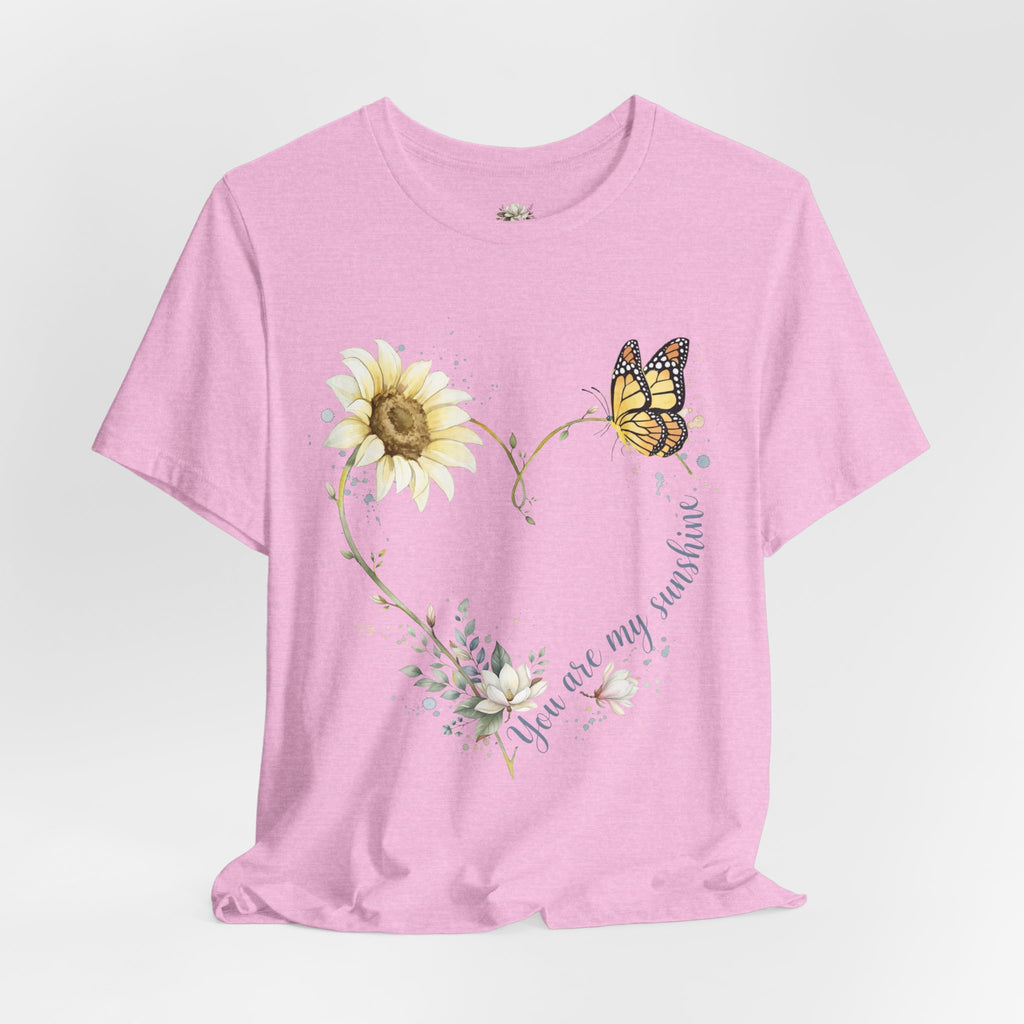 Sunflower & Butterfly Heart Tee — "You are my sunshine" Floral Graphic T-Shirt