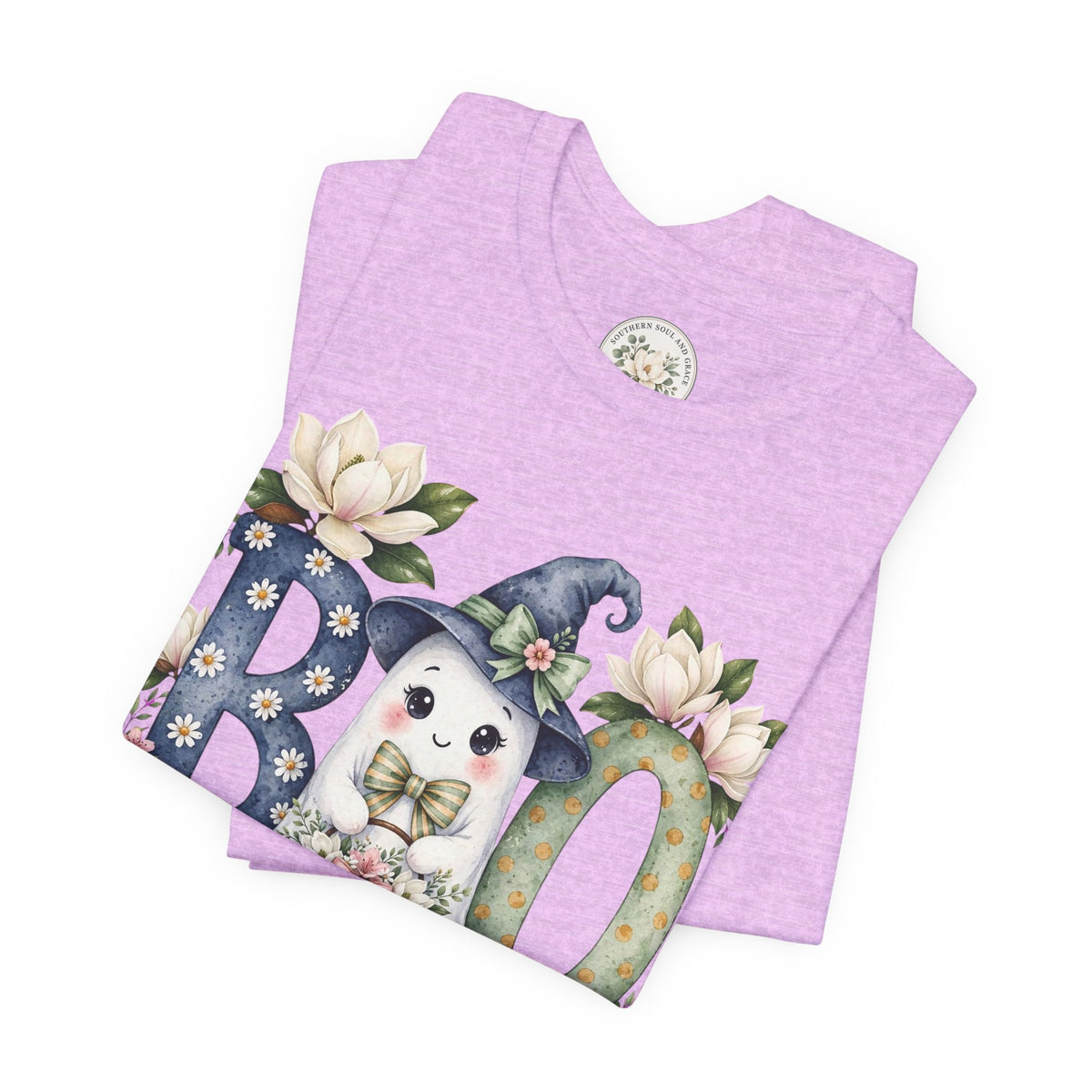 Boo Floral Ghost Tee — Cute Halloween Ghost & Pumpkin Shirt