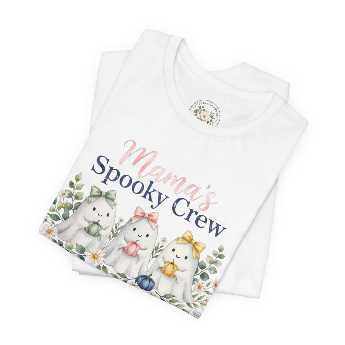 Mama's Spooky Crew T-Shirt — Cute Pastel Halloween Tee for Moms & Kids