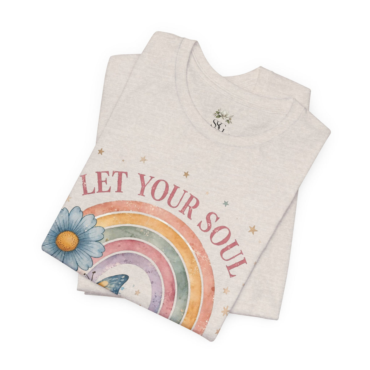 Let Your Soul Shine Rainbow Tee — Inspirational Floral Vintage Graphic T-Shirt