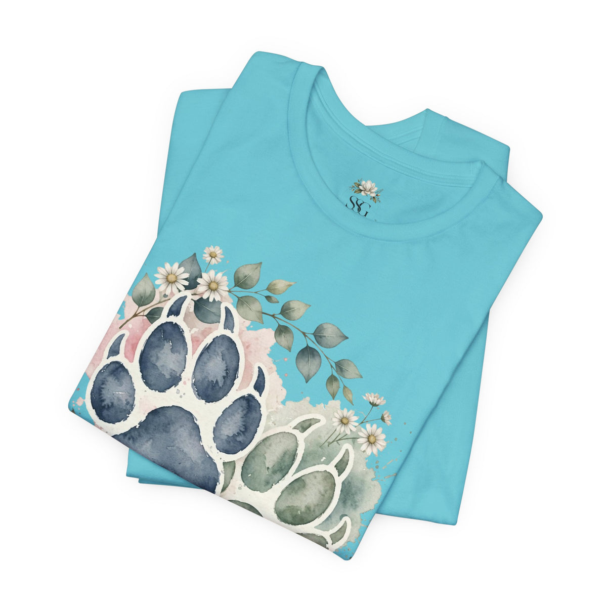 Floral Watercolor Paw Print T-Shirt Southern Soul and Grace