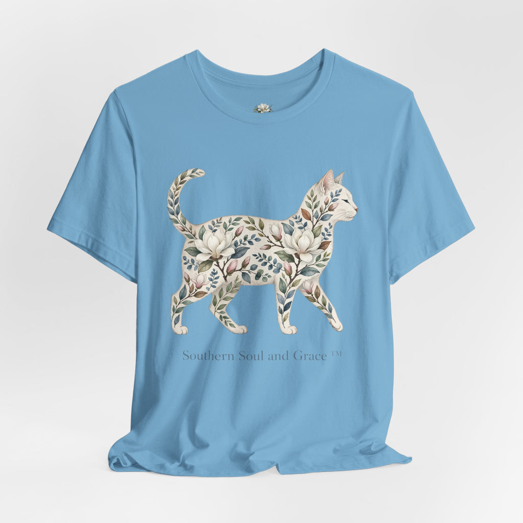 Floral Cat Tee — "Southern Soul and Grace" Graphic T-Shirt